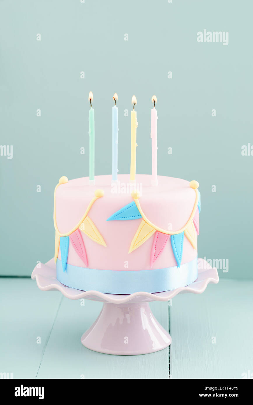 Birthday cake with candles Stock Photo - Alamy