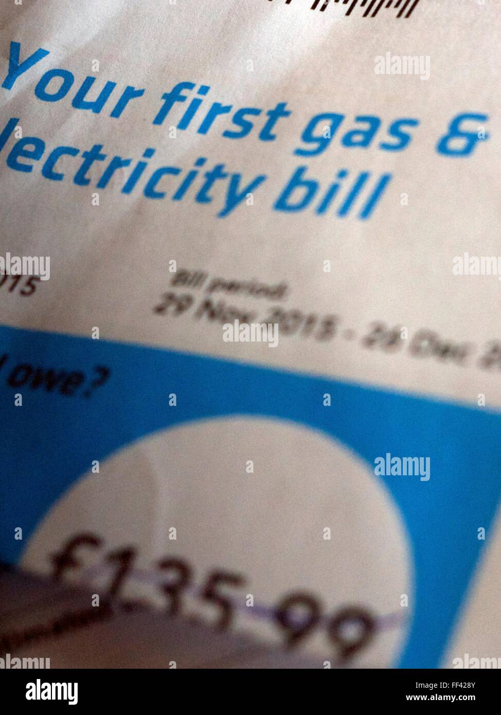 Gas and Electricity bill from British Gas Stock Photo Alamy