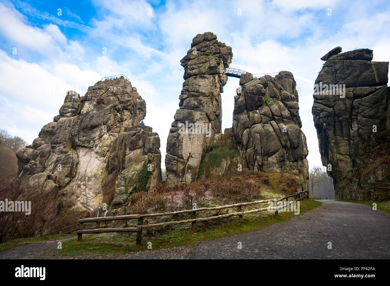 Europe, Germany, North Rhine-Westphalia, the Externsteine at the Teutoburg Forest near the city of Horn-Bad Meinberg.  Europa, D Stock Photo