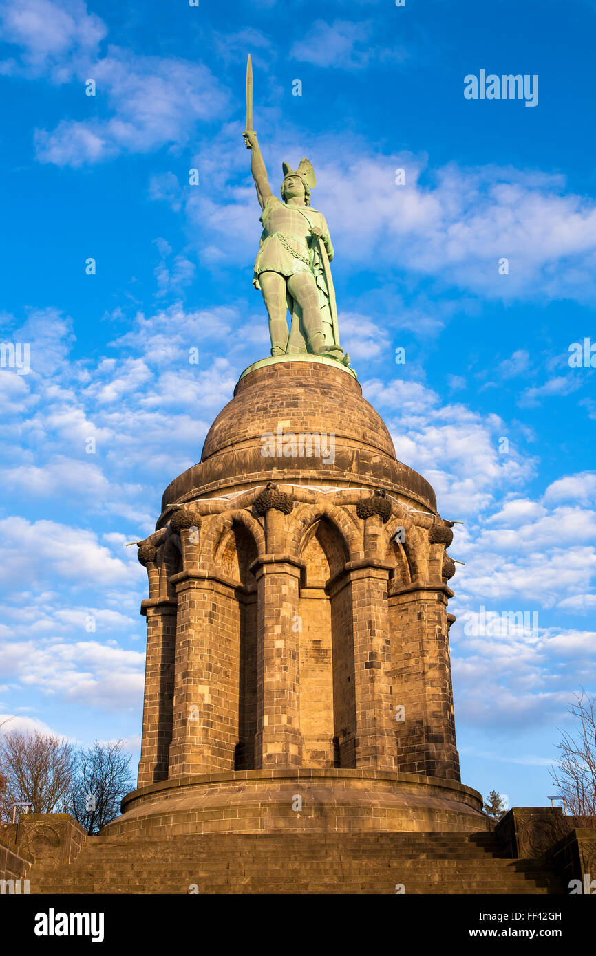 Europe, Germany, North Rhine-Westphalia, the Hermann monument near Detmold-Hiddesen, Teutoburg Forest [the monument commemorates Stock Photo