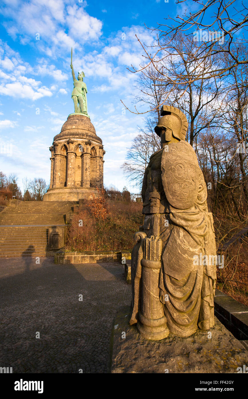 Europe, Germany, North Rhine-Westphalia, the Hermann monument near Detmold-Hiddesen, Teutoburg Forest [the monument commemorates Stock Photo