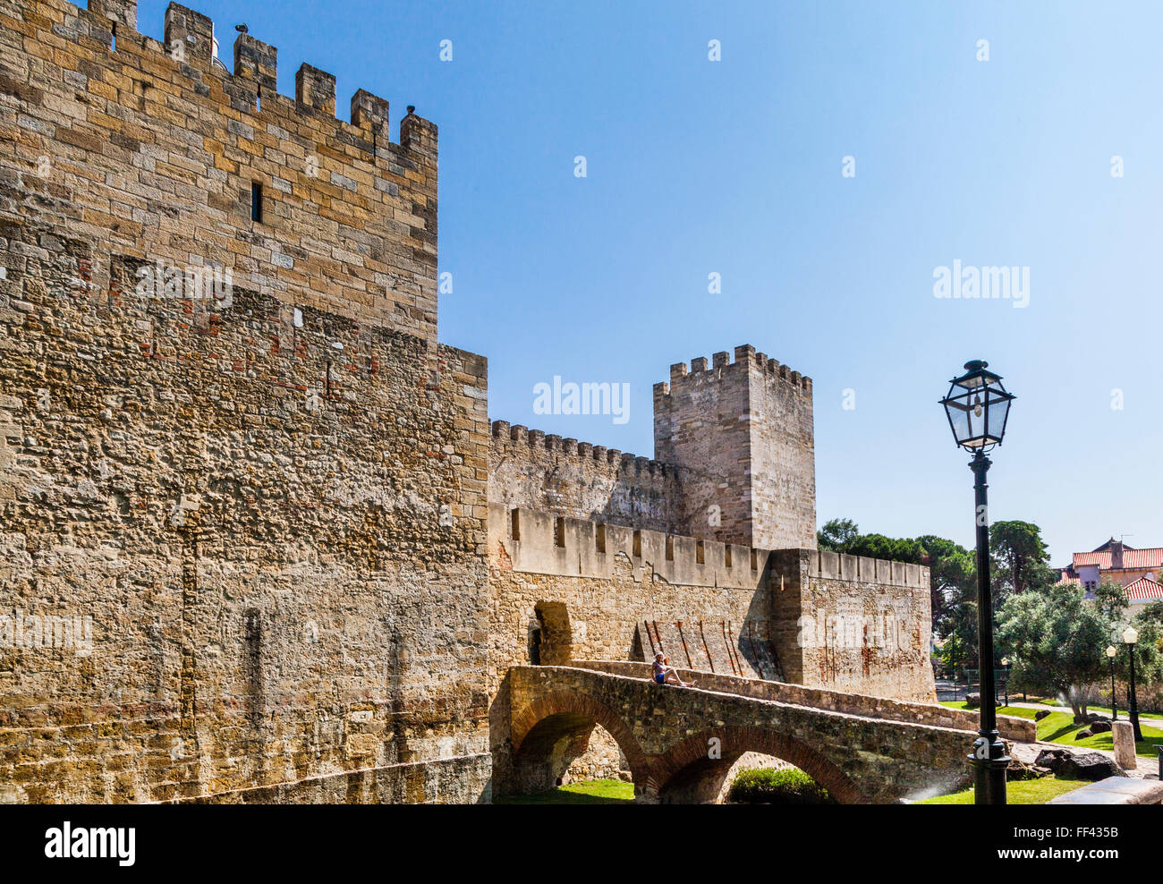 Portugal, Lisbon, the fortified central keep of Castelo de Sao Jorge, St. George's Castle Stock Photo