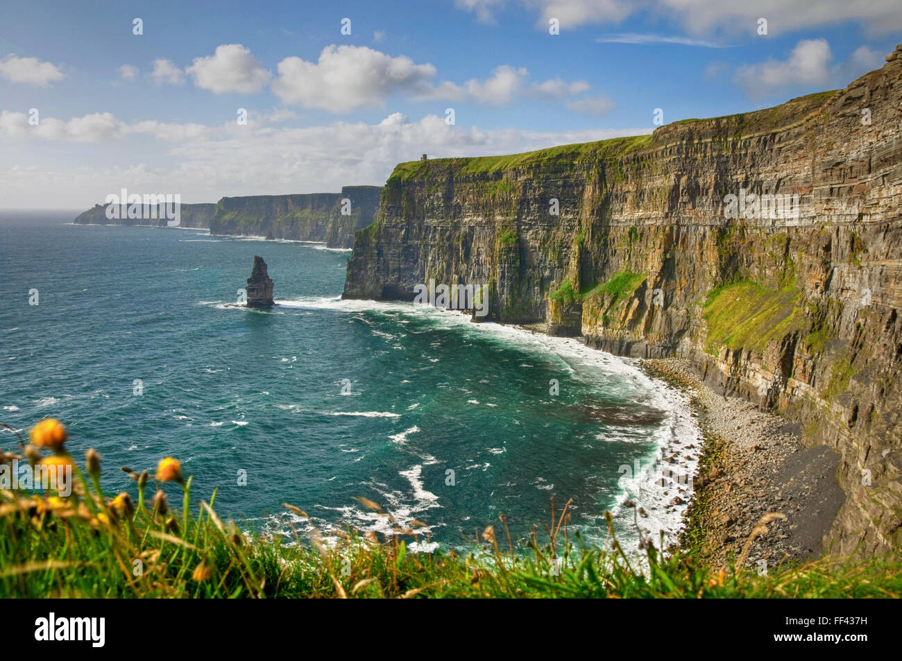 seascape with beach and large cliffs by the coast Stock Photo