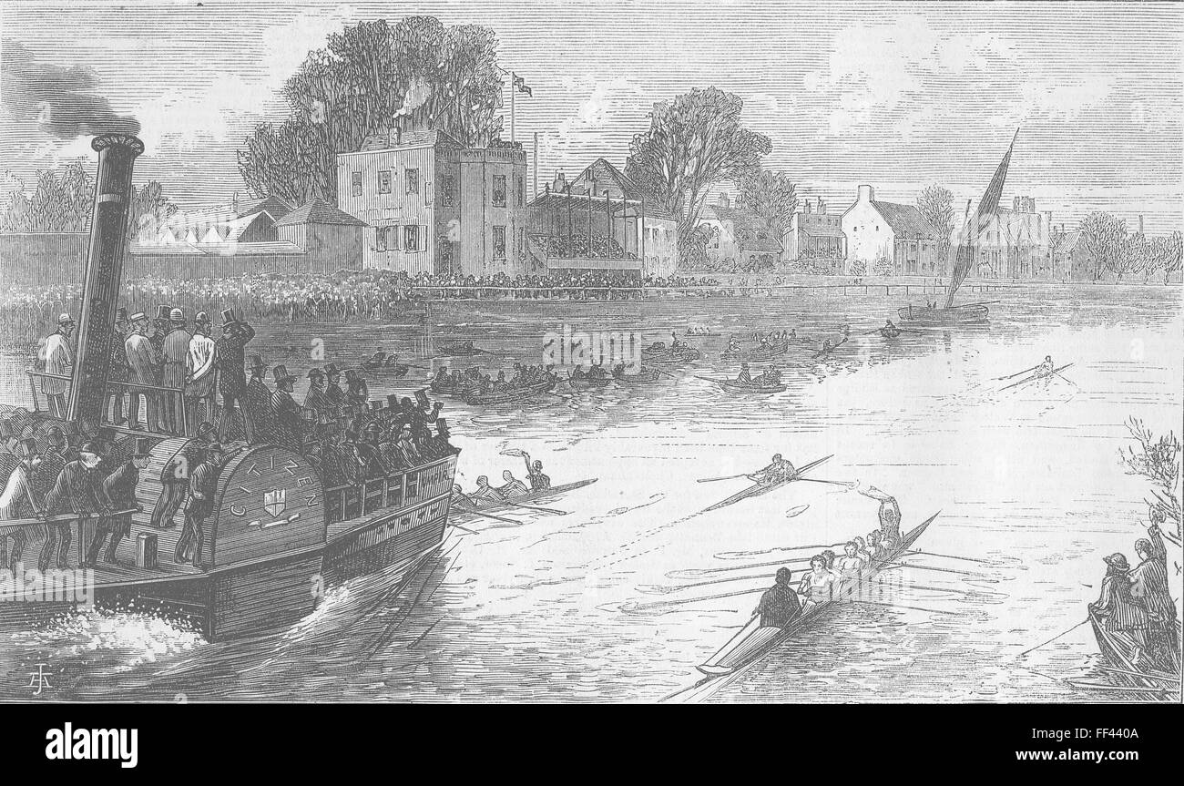ROWING Race for Thames championship finish 1874. Illustrated London