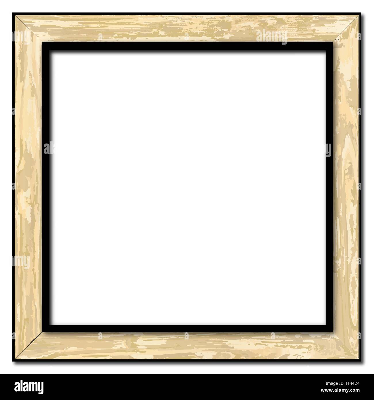 A pale wood picture frame over a white background Stock Vector