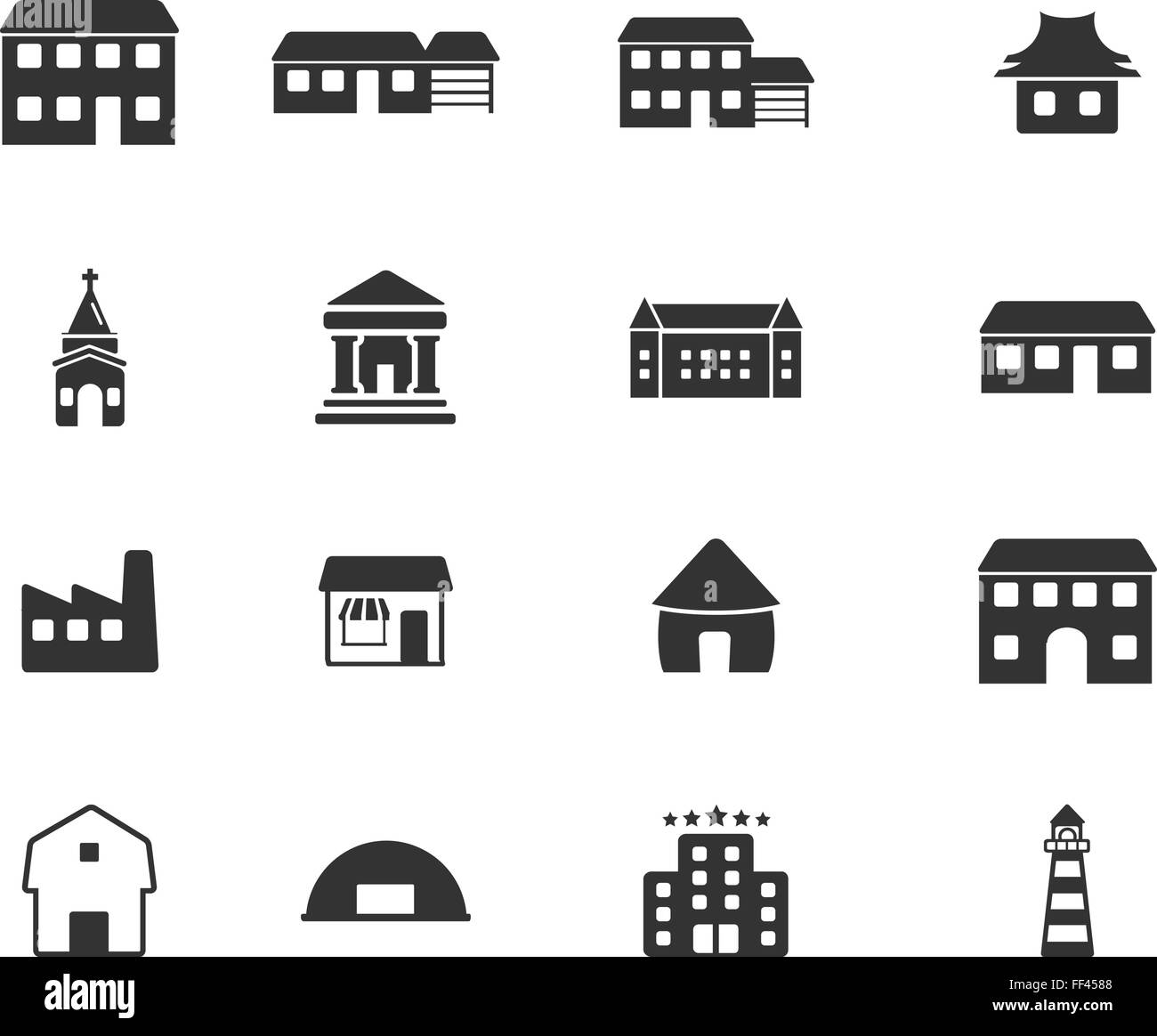 Buildings icons set Stock Vector Image & Art - Alamy