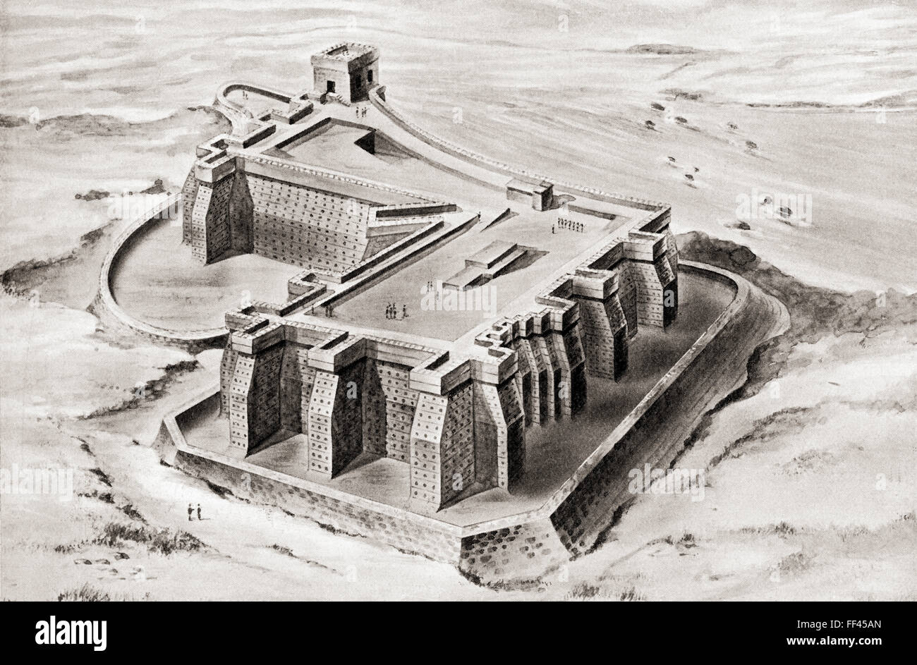 The great frontier fortress at Semneh or Semna, Nubia, Egypt erected by Khakaure Senusret III, aka Senwosret III or Sesostris III. Stock Photo
