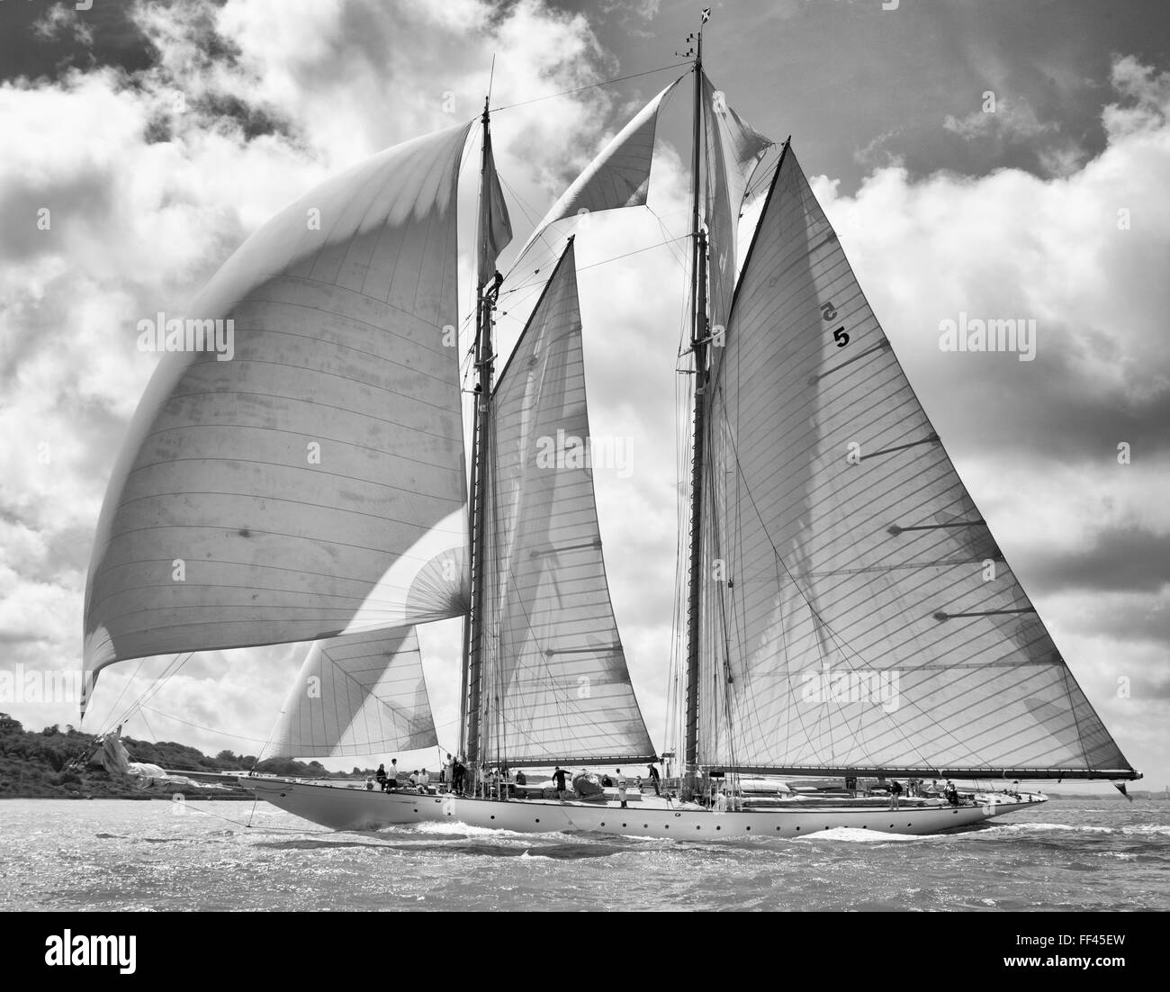 Schooner Eleonora - Classic yachts racing in The Solent Stock Photo