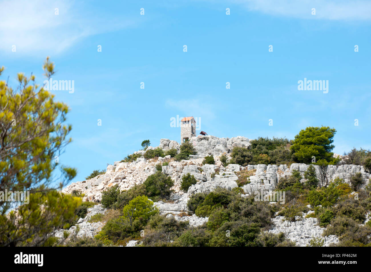 Kroatien, Dalmatien, Insel Pasman, Steinhaus an der Panoramastrasse Stock Photo