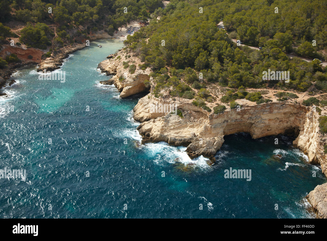 Aerial of the coastline of Mallorca Stock Photo