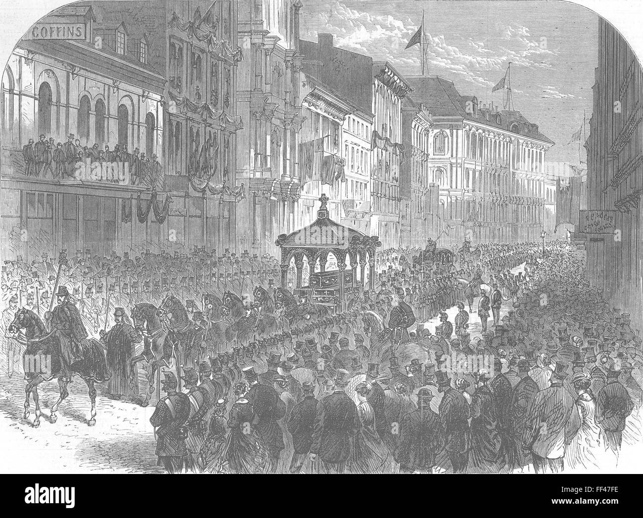 MONTREAL Funeral parade of Thomas D’Arcy M’Gee, 1868. Illustrated London News Stock Photo