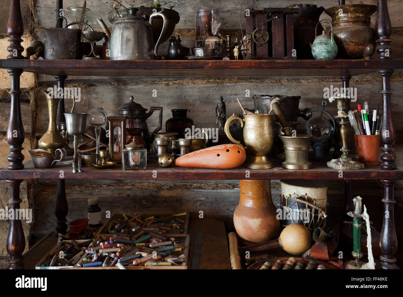 beautiful old objects in the studio of the artist Stock Photo - Alamy