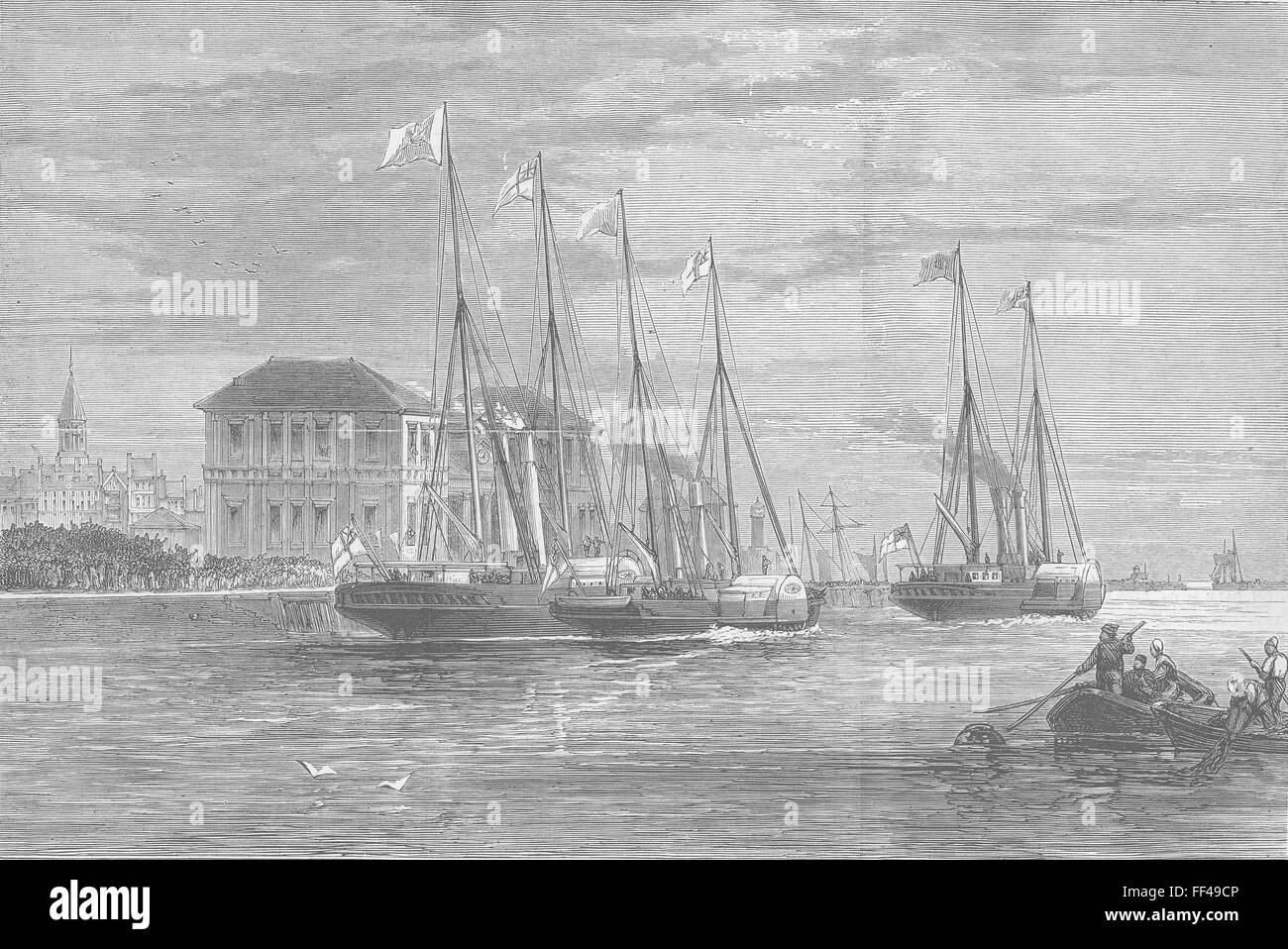 BELGIUM Shah of Iran Leaving Ostend 1873. Illustrated London News Stock Photo