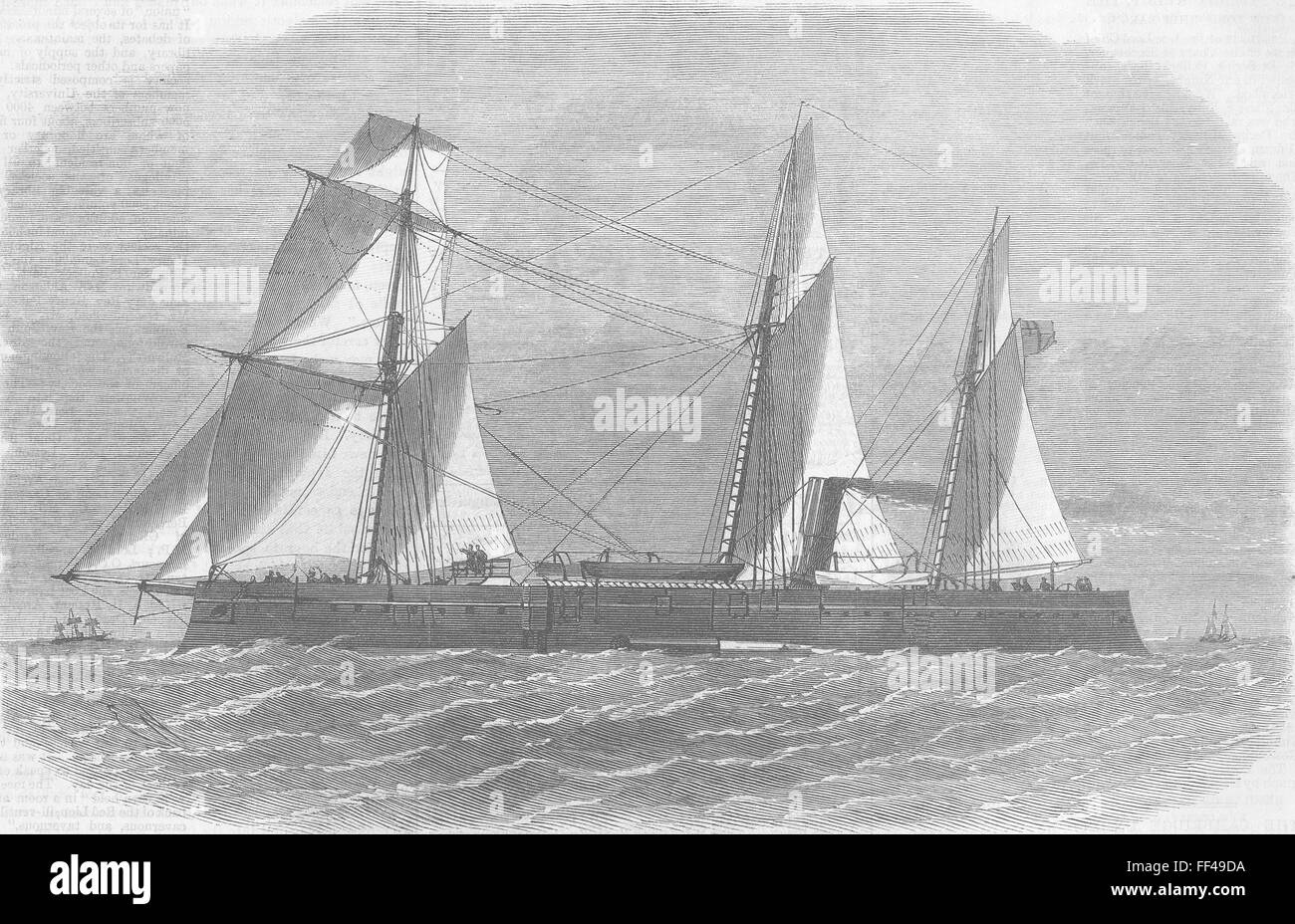 SHIPS HMS Waterwitch, gunboat, Hydraulic Propellers 1866. Illustrated London News Stock Photo