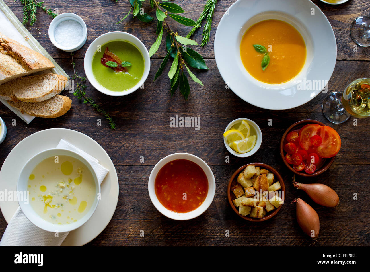 Tabletop food from above with space for copy Stock Photo Alamy
