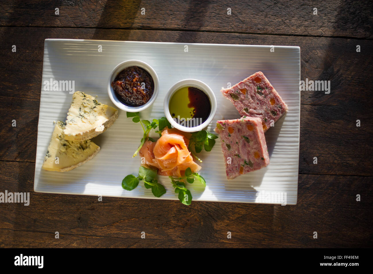 Smoked salmon cheese pate on a plate Stock Photo