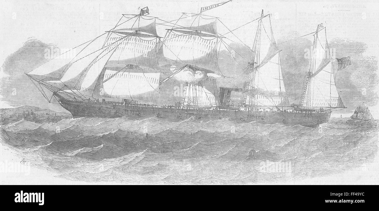 BOATS New Ship Adelaide 1852. Illustrated London News Stock Photo