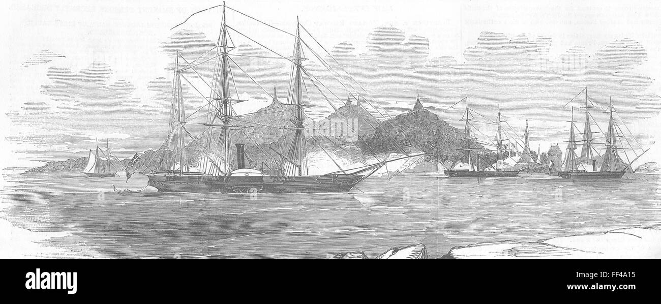 BURMA Capture of Mottama 1852. Illustrated London News Stock Photo