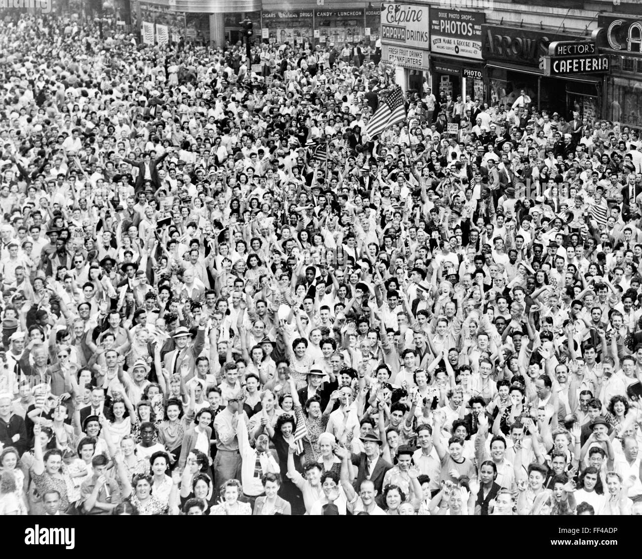 VJ Day celebration  in Times Square, New York City on 14th August 1945 Stock Photo