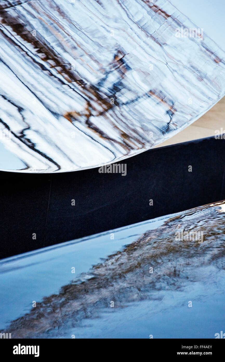 Close up view of a section of the Sky Mirror at the Nottingham Playhouse. Stock Photo