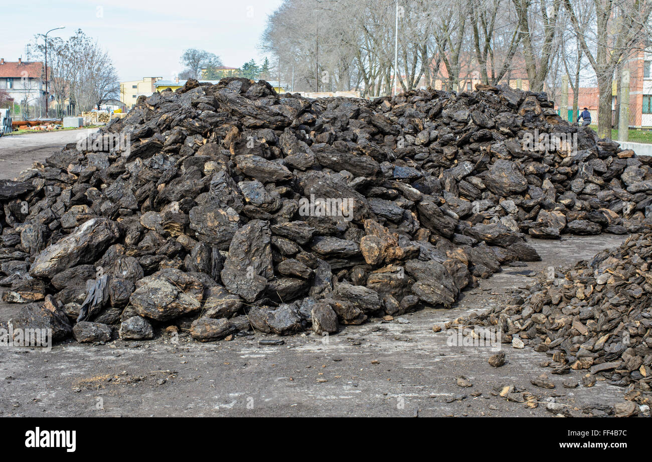 Good value and good quality coal in stock waiting for the first customers. Stock Photo