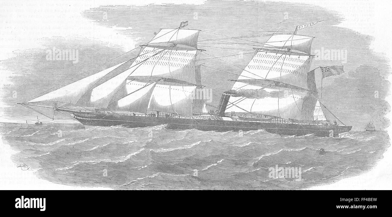BOATS The new screw steamer Barwon 1854. Illustrated London News Stock Photo