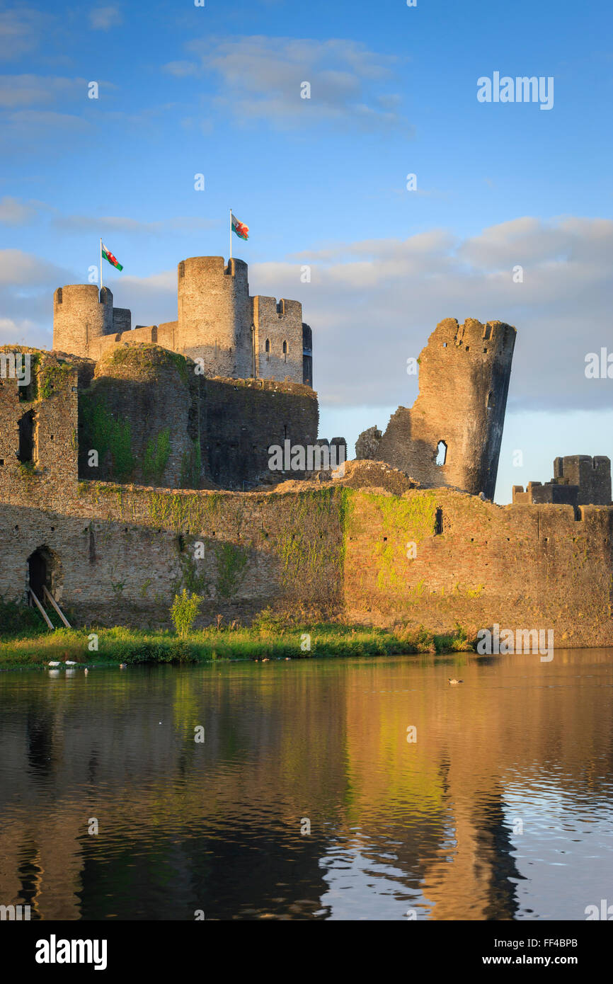 Caerphilly Castle Caerphilly Mid-Glamorgan Wales Stock Photo