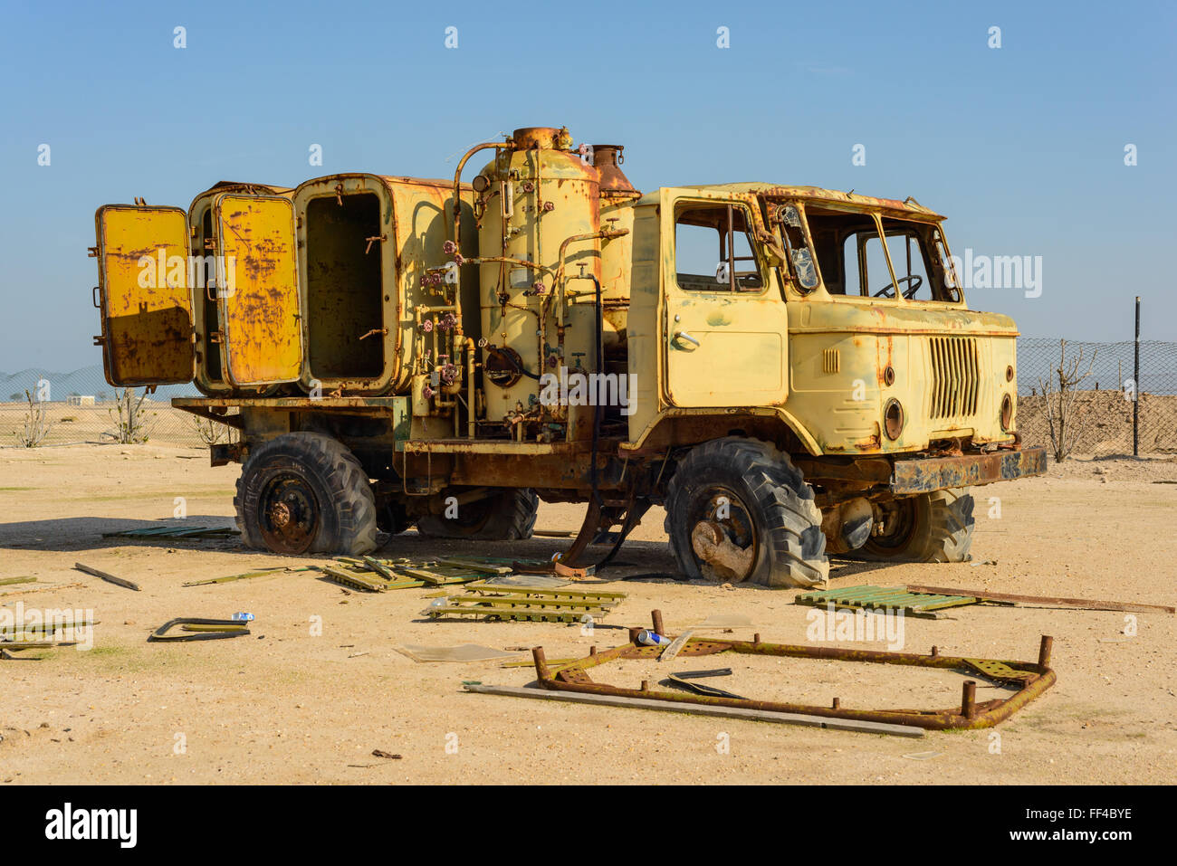 Army Truck on Failaka, Kuwait Stock Photo