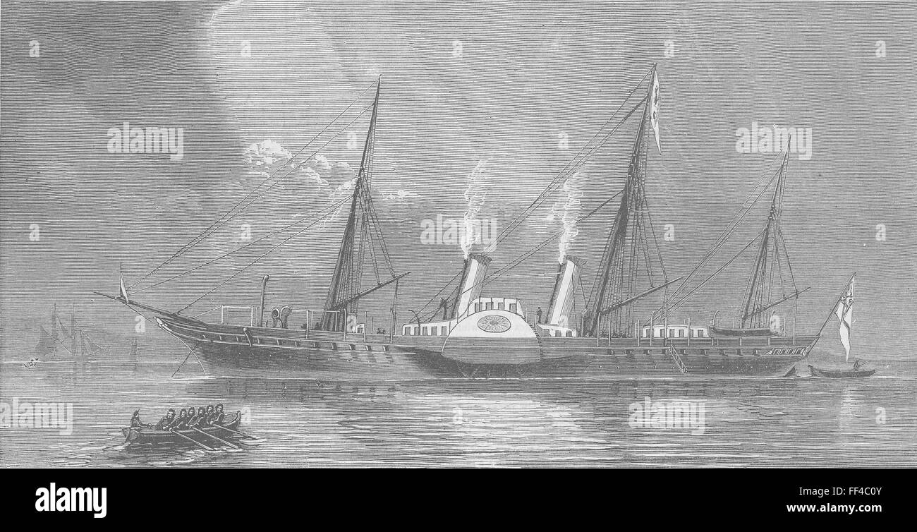 SHIPS Prince of Waless new Yacht Osborne 1874. Illustrated London News Stock Photo