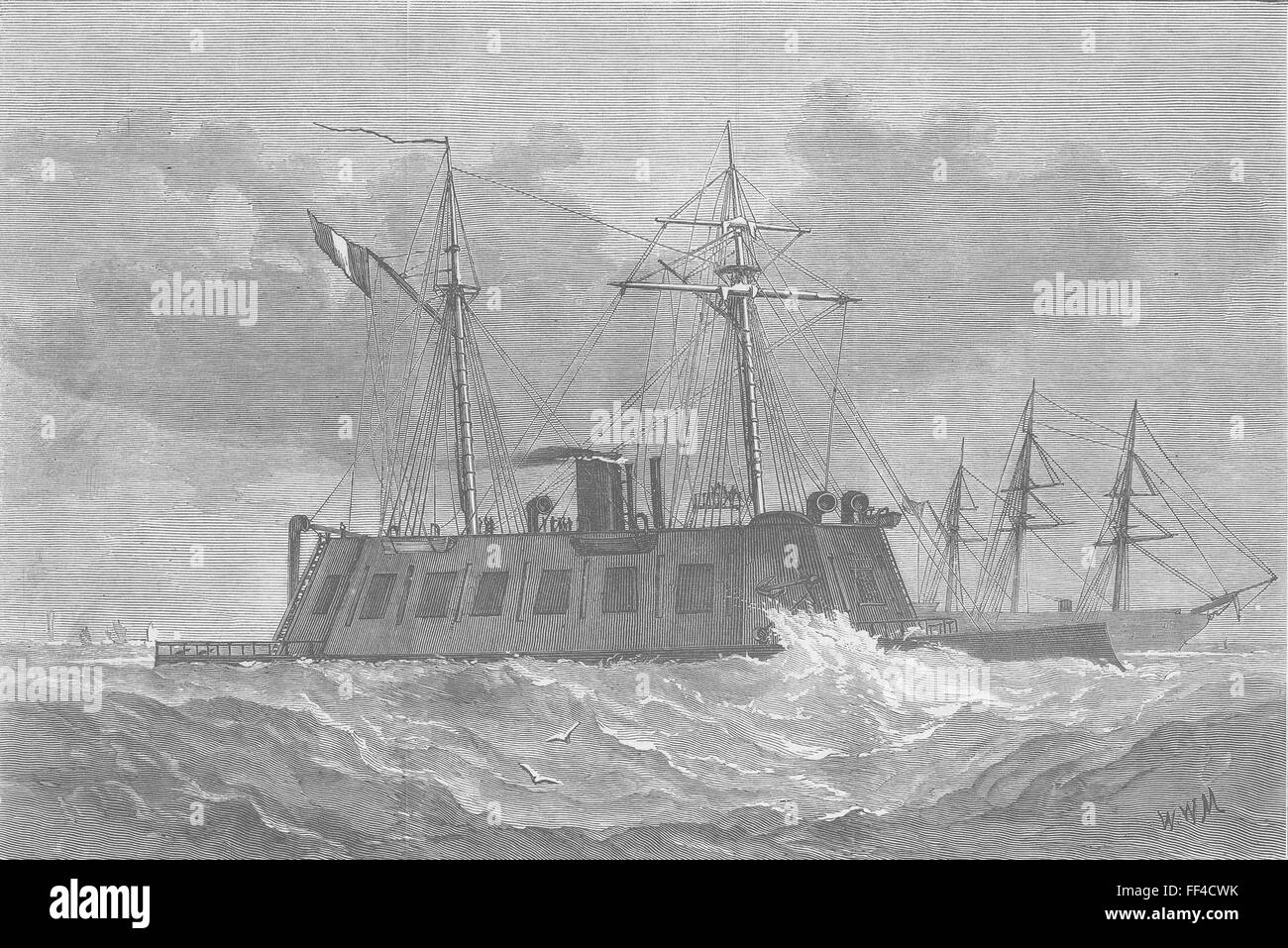 KENT French Ironclad Rochambeau, Deal 1870. The Graphic Stock Photo