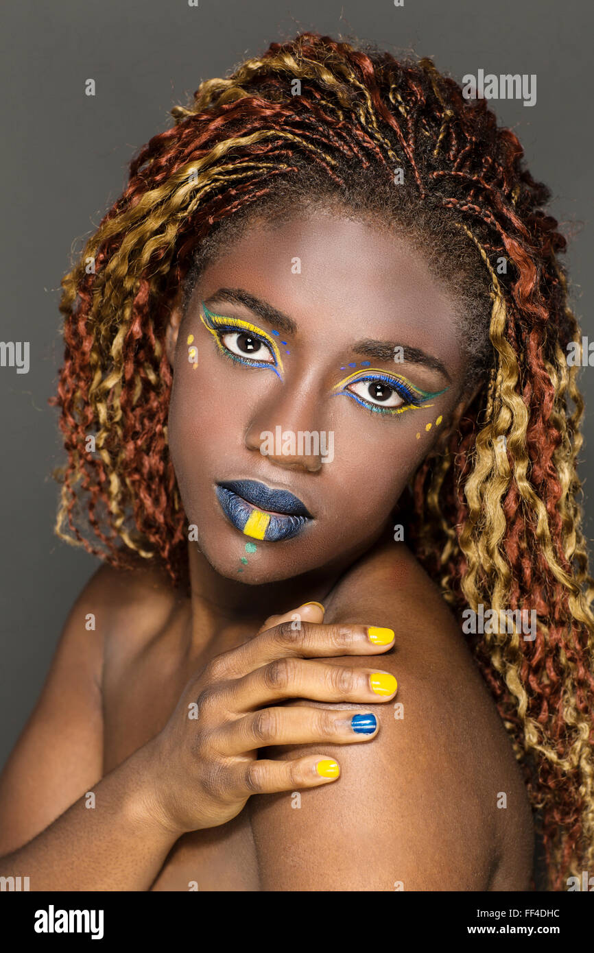 African female point up hi-res stock photography and images - Alamy