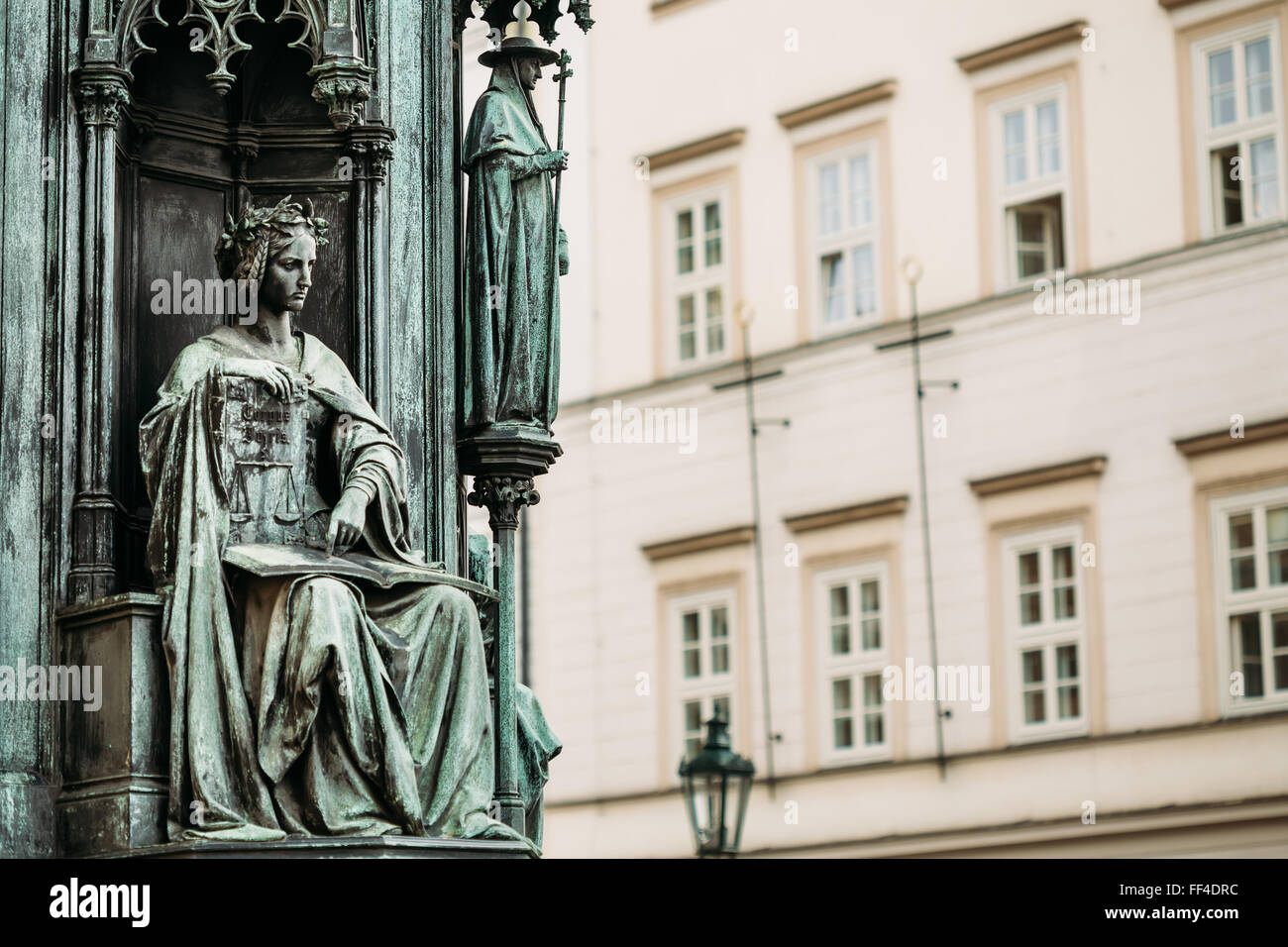 Detail of statue of Czech King Charles Iv In Prague,