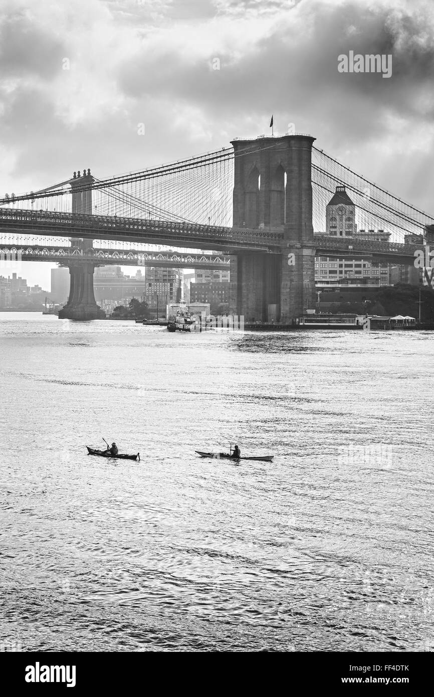 Retro stylized photo of Hudson River in New York, USA. Stock Photo