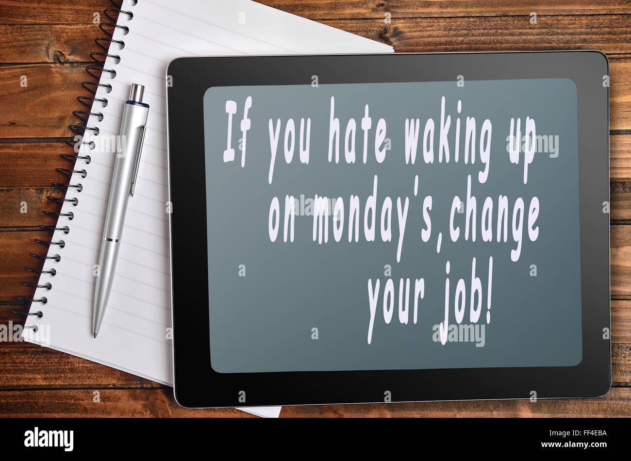 Hate monday's words on digital tablet Stock Photo