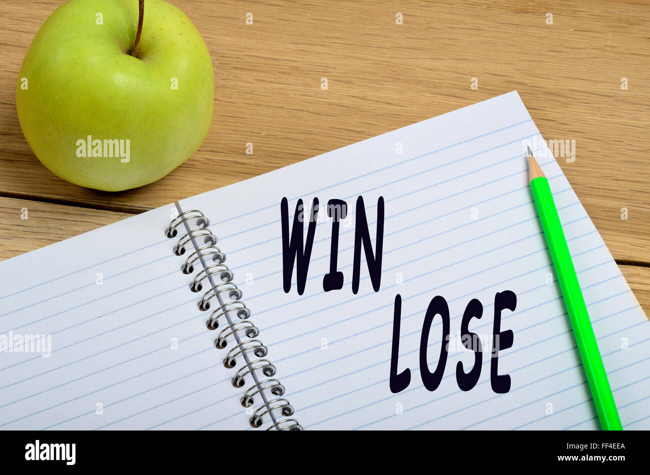 Win Lose words on notebook Stock Photo