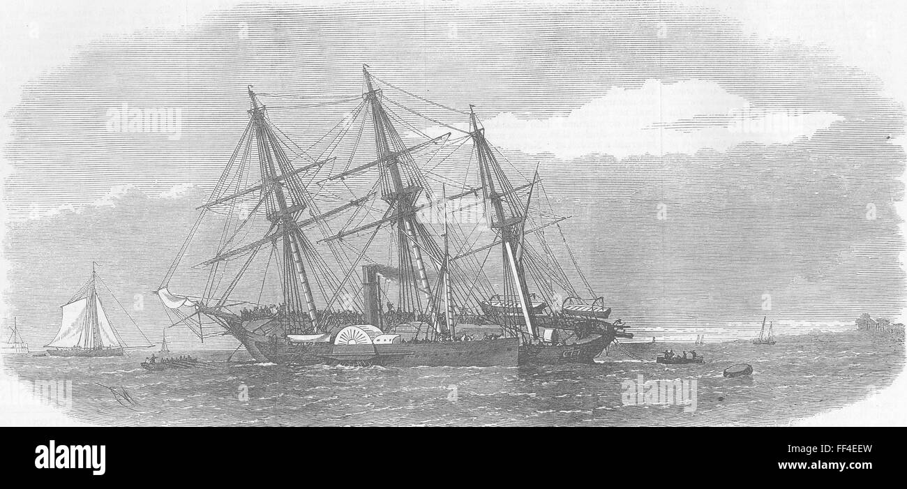 ISLE OF WIGHT HMS Racer aground, Ryde Sands 1871. Illustrated London News Stock Photo