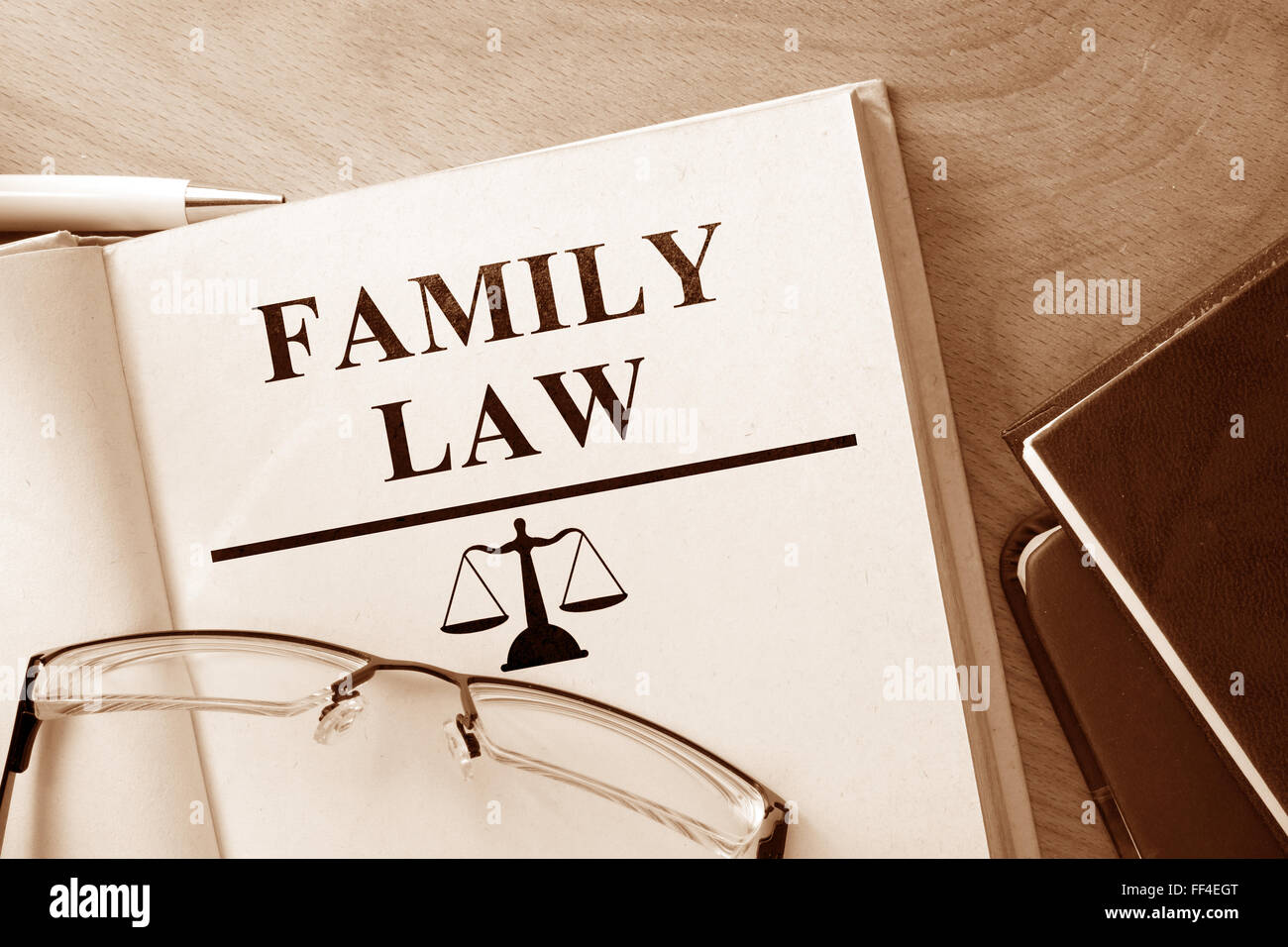 Code of family law on a wooden table. Stock Photo
