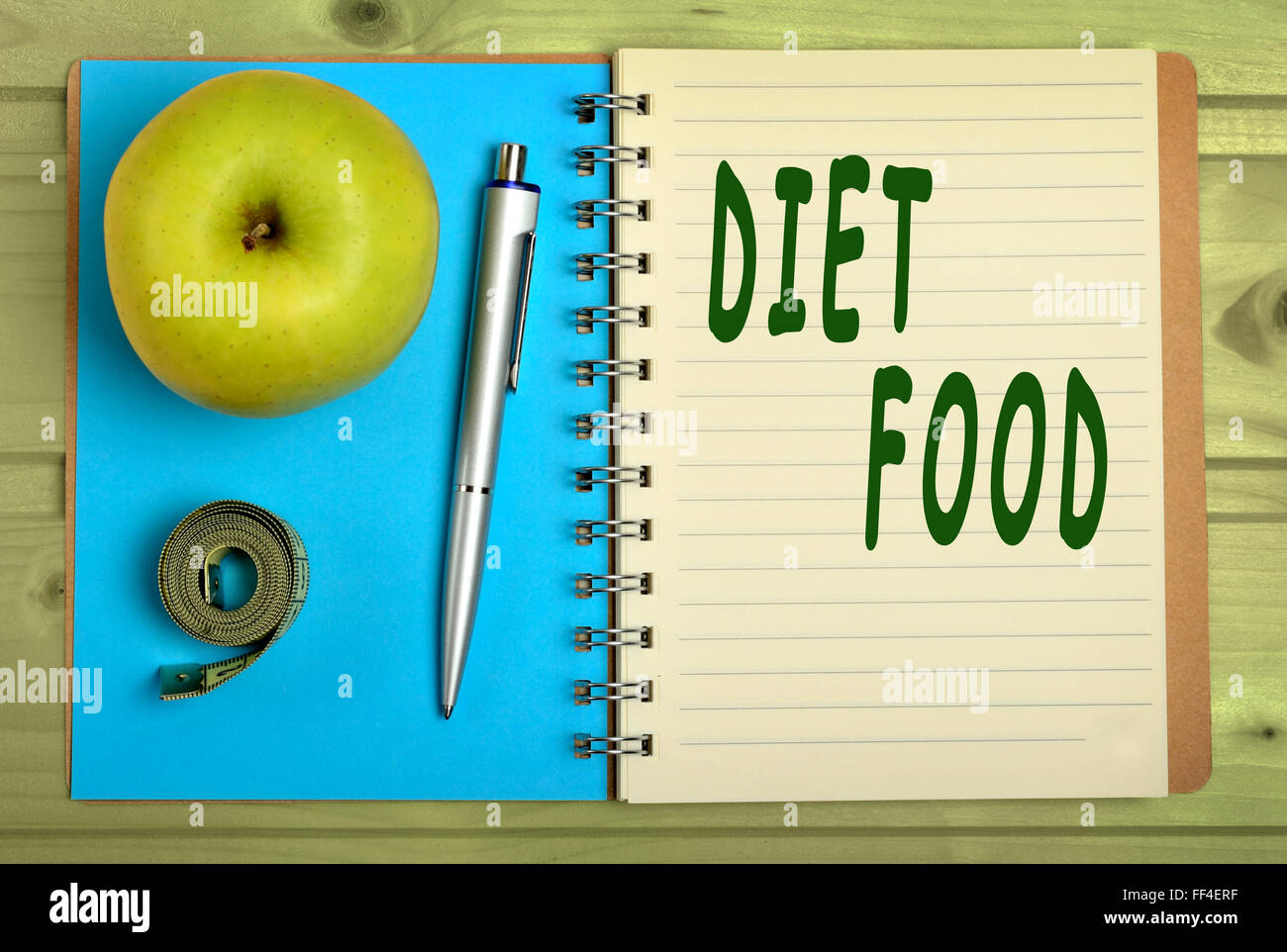 Diet food words on notebook Stock Photo