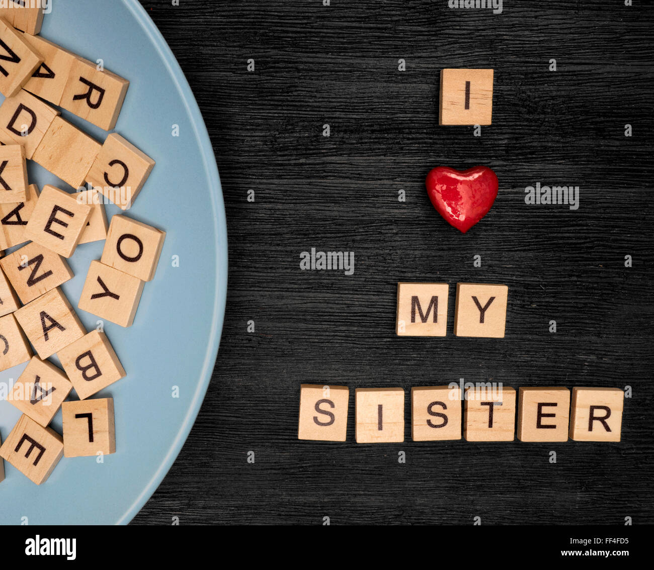 Wooden letters spelling I love my sister Stock Photo - Alamy