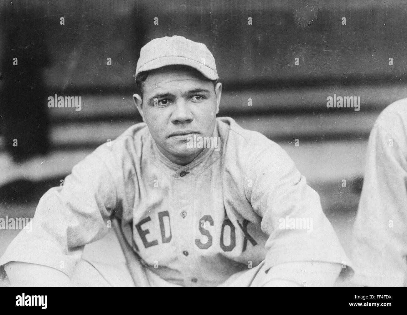 BABE RUTH (1895-1948) American baseball player while playing his last season for the Boston Red Sox in 1919. Photo: Bains News Service Stock Photo