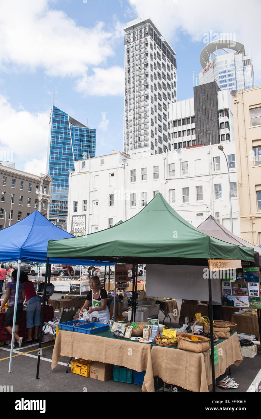 Farmers food market next to Britomart train station in centre of