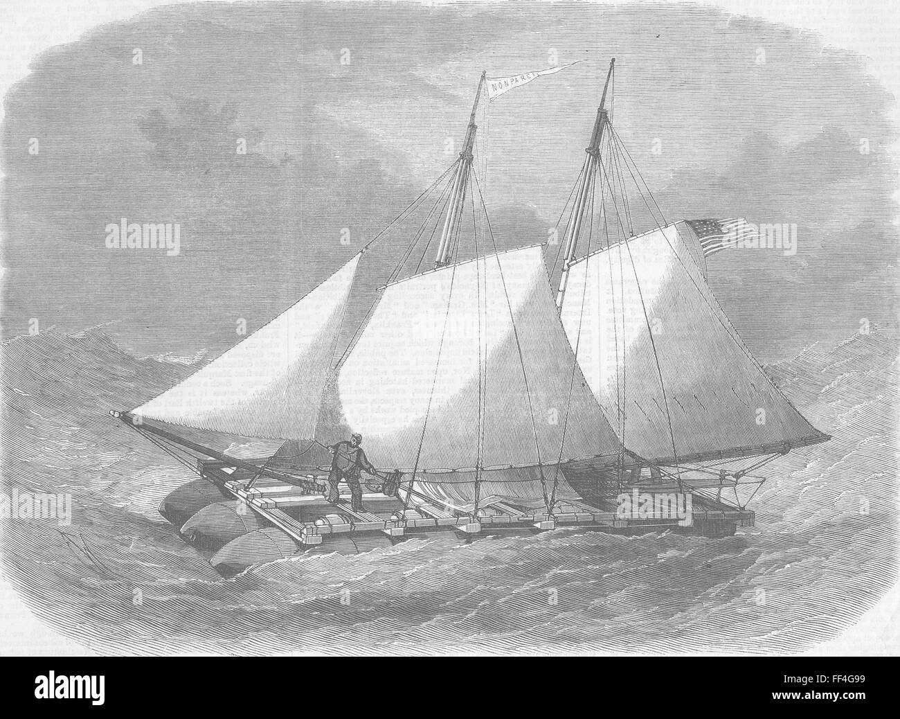 BOATS Liferaft Nonpareil, crossed Atlantic 1867. Illustrated London News Stock Photo