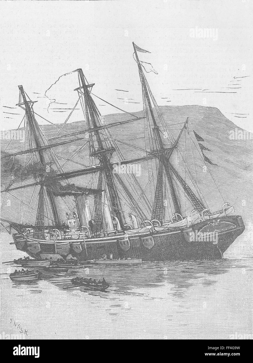 SHIPS Leander accident-morning after 1885. The Graphic Stock Photo