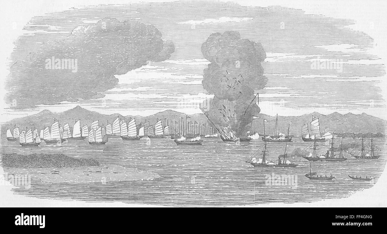 VIETNAM Shap-‘ng-Tsai's pirates sunk, Tonquin Gulf 1850. Illustrated London News Stock Photo