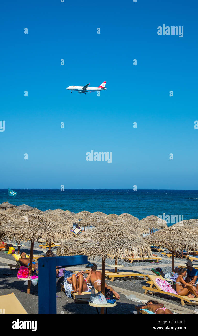 kamari beach at santorini greece Stock Photo