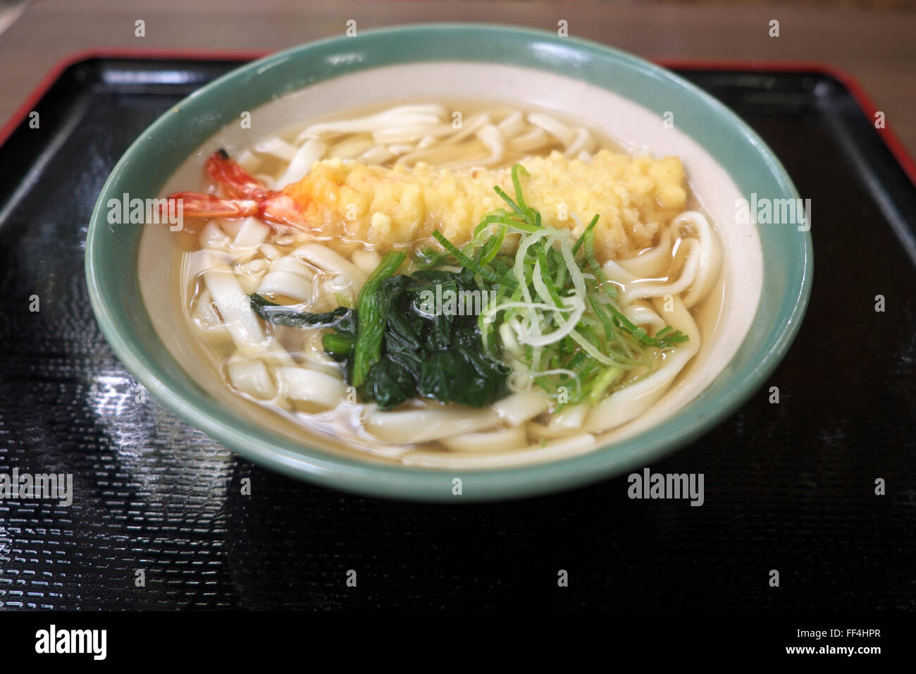 A bowl of kishimen at Miya Kishimen restaurant, Atsuta Jingu Shrine Stock Photo