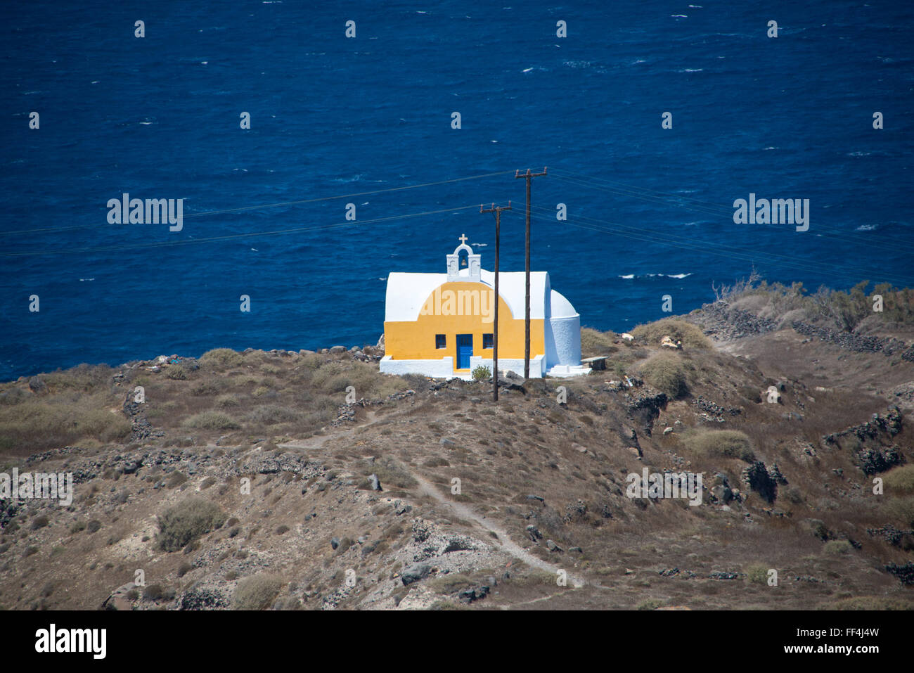little chapel at the coast at oia a liittle village on santorini greece Stock Photo