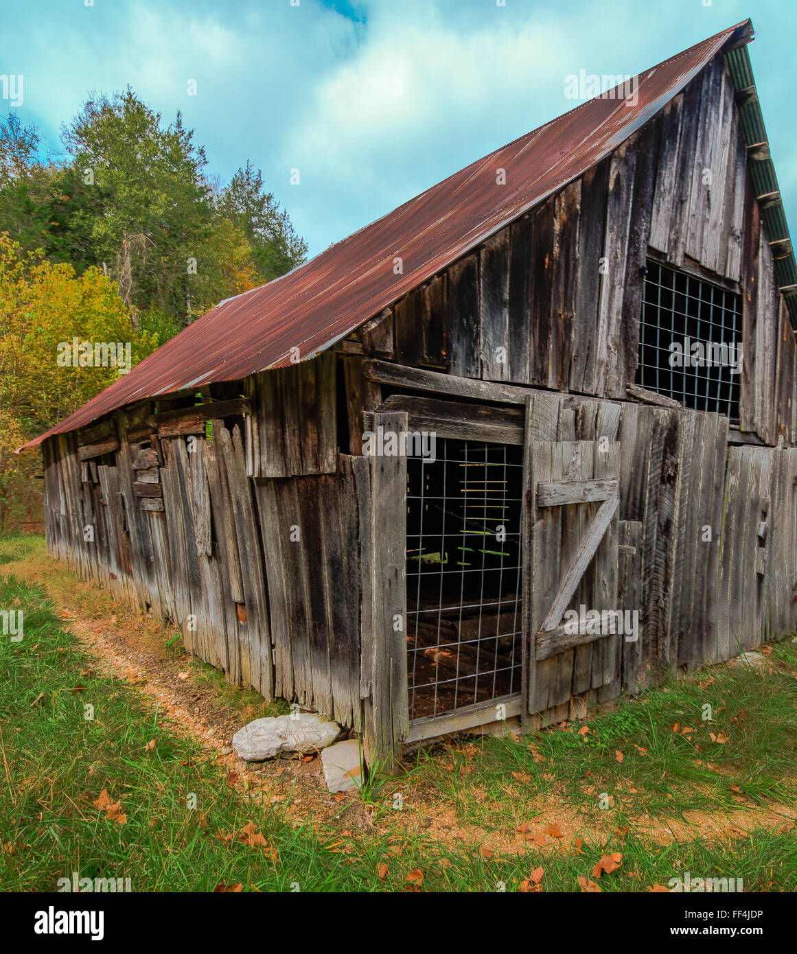 Tin Roof On And Old Wooden Chicken Coop Stock Photo 95373986 Alamy