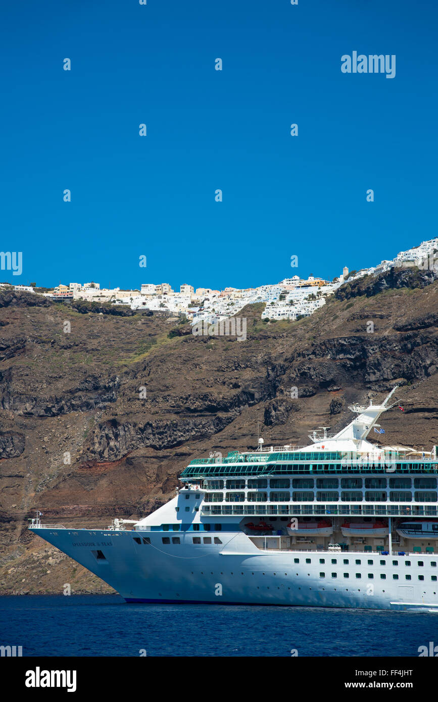 cruiseboat at Santorini in Greece Stock Photo