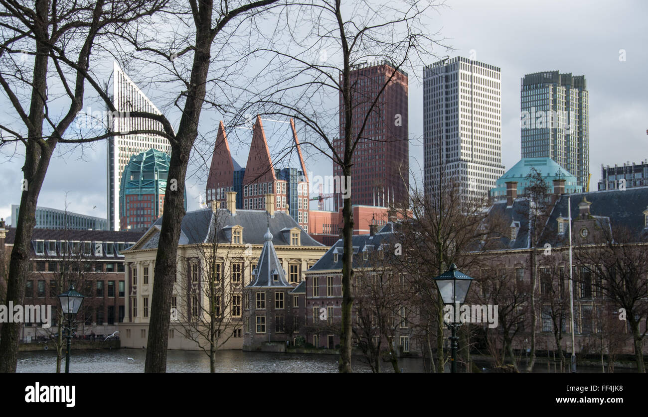 view at mauritshuis and officebuildings in den haag holland Stock Photo